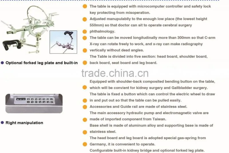 Hospital Equipment, Medical Stainless Steel Surgical Table