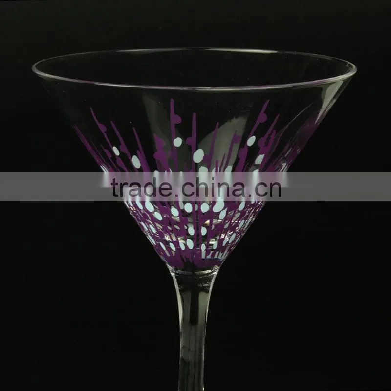Purple unique design leadfree crystal high quality customized clear martini cocktail glass