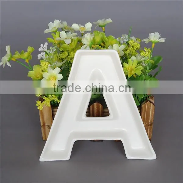 porcelain dish alphabet letter, candy dish alphabet letter