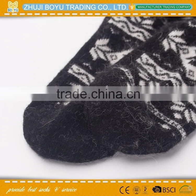 BY-161203 Hot OEM lady handmade high quality angora wool thick socks