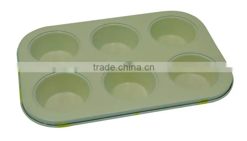 Non-stick Cake Pans of Muffin Pan with 6 Cups of backware ceramic