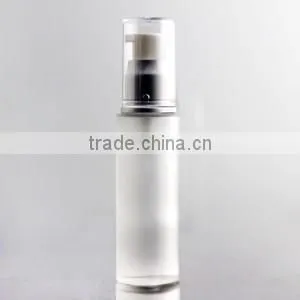 frosted cosmetic glass bottle with silver pump