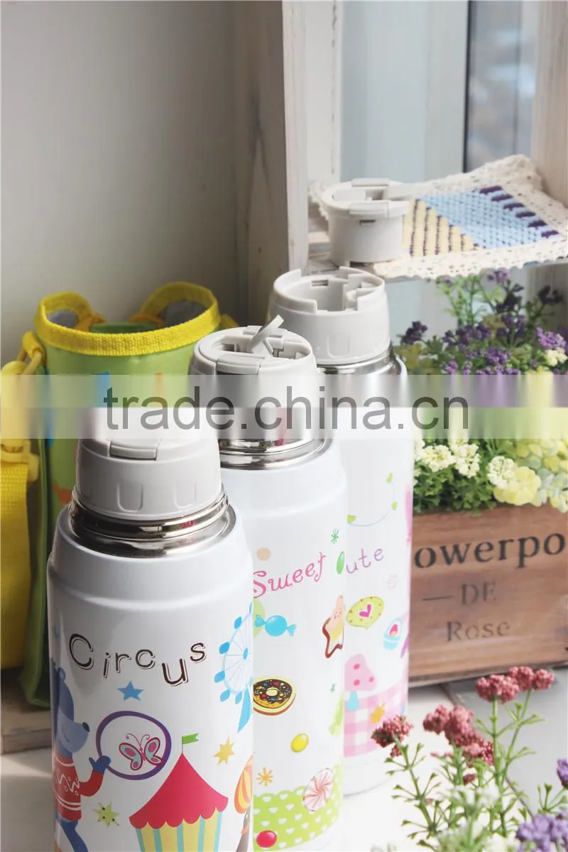 High quality double wall stainless steel Children vacuum flask with 2 cups