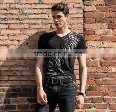 Fashion Summer Printed V-neck Men's T Shirt Design