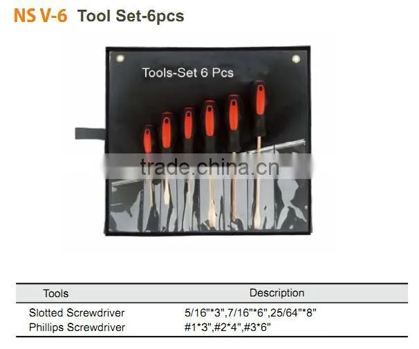 Non Sparking Screwdrivers Sets-6 pcs; non magnetic; FM; GS; UKAS; ATEX Certificate