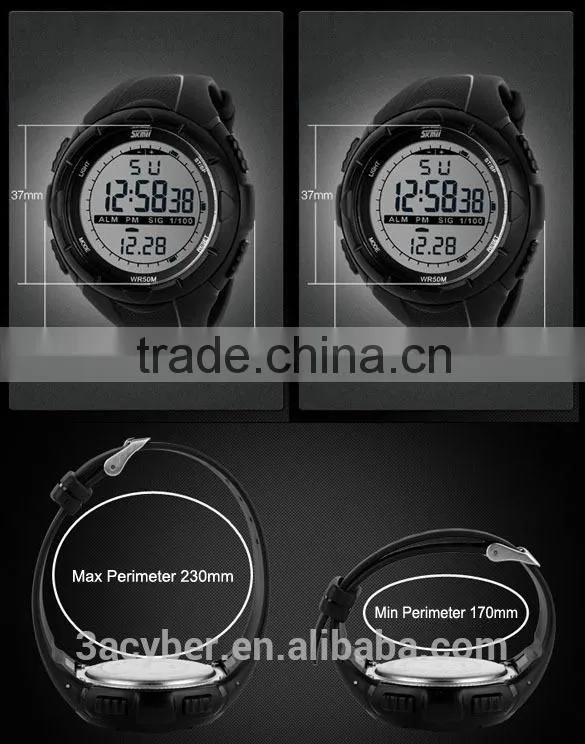 Unisex 50M Waterproof Digital LCD Alarm Date Military Sport Analog Watch 2014