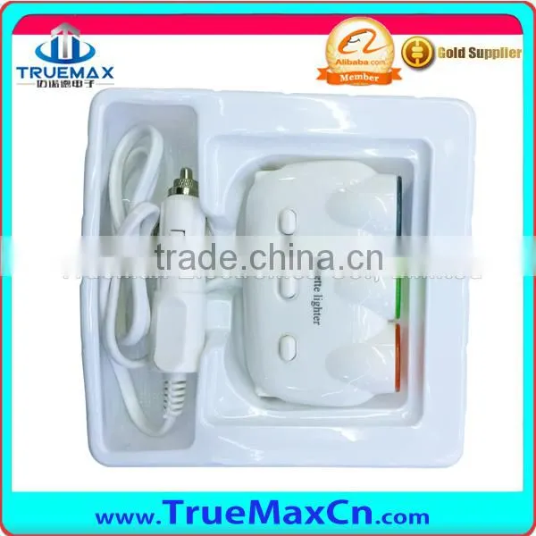 New 2-port USB Car Charger & 3 Sockets in 1 USB Cable Charger for iPhone/ Samsung/ HTC