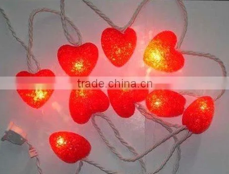 x' mas red heart-shaped led string light