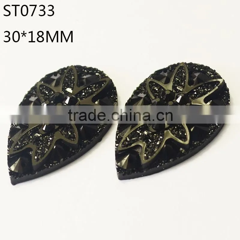 Round Resin Rhinestone ,16mm Rhinestone Sewing ,Flatback Black Gems