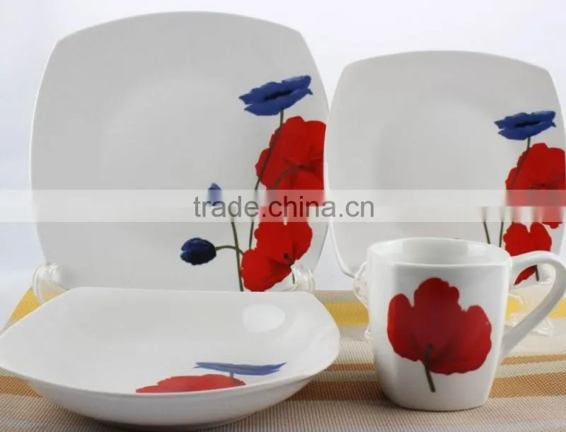 16 pcs porcelain dinner set in square shape,square houseware