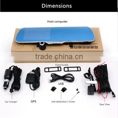 Car Dvr Mirror Rear-View Camera With 5 Inch IPS Mirror Android GPS 1080P Dual Camera Car Video Recorder