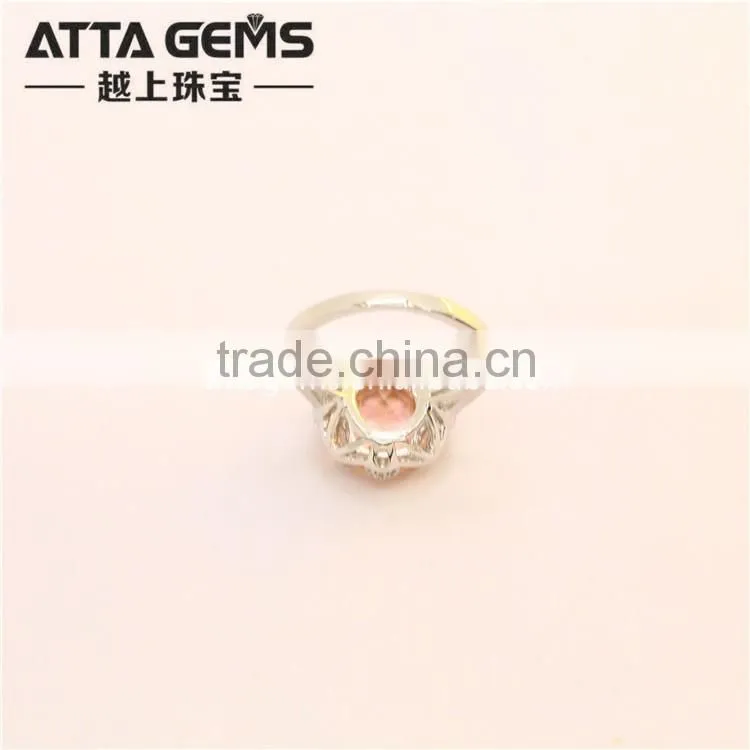 fashion created morganite #777 oval shape 925 silver ring for girl