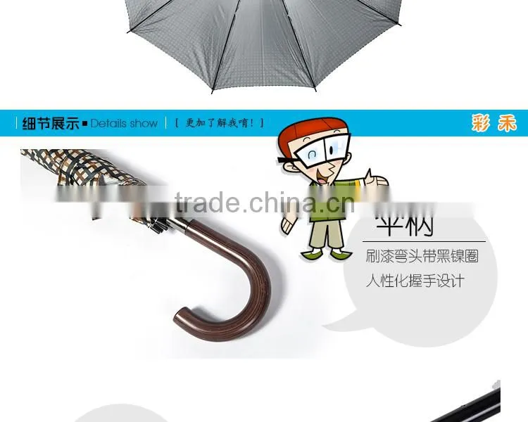 Promotional auto open straight non water drip case wooden umbrella
