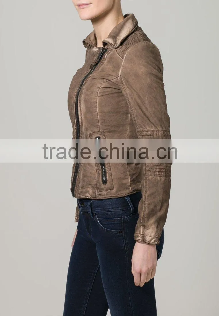 2014 new style! Washed andwater dyed cotton jacket for women