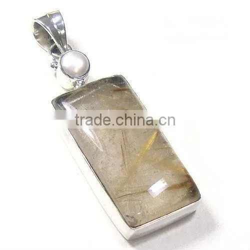 925 stamped sterling silver tibetan turquoise semi precious gemstone pendant
