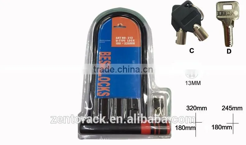 QH-180U motorcycle lock/ bicycle wheel lock/ u shape lock/D lock
