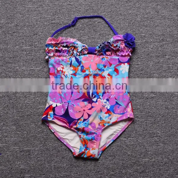 Stock 4T-14T sweet girl's one piece swimsuit kids models kid swimwear