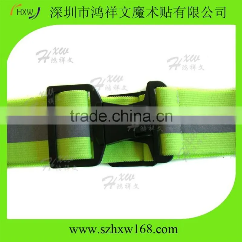 Neon Yellow Elastic Adjustable Buckle Safety Belt Cycling Walking