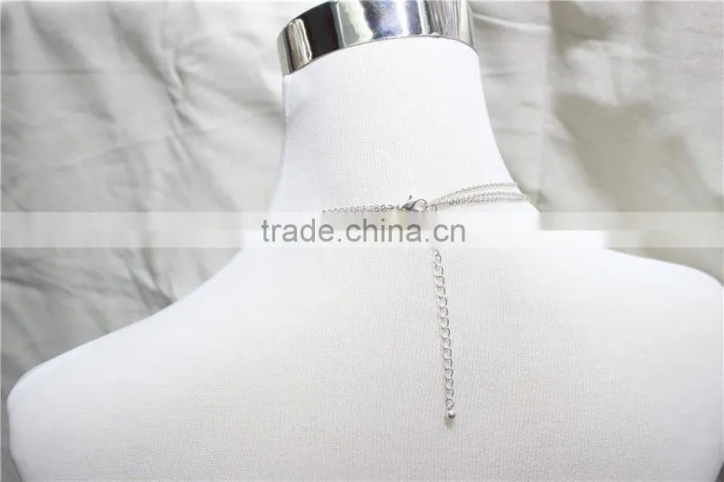 Silver Chain Layered Set Necklace w/ Tiny Triangle Metal Necklace 2016 Fashion Style Wholesale