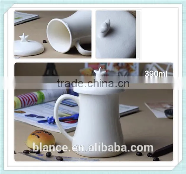 ceramic white bottle design mug with star lid for birthday wishes