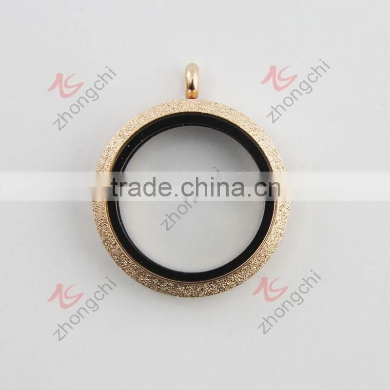 wholesale fashion jewelry locket matt top face stainless steel floating locket pendant necklace
