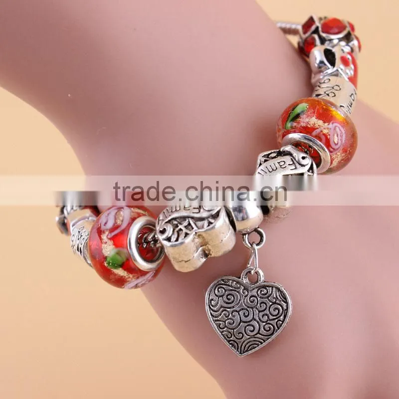 Latest bracelet design European beads women fashion charms bracelet