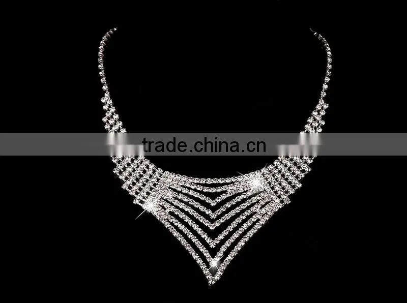 New Fashion silver tassels tiara necklace & earrings jewelry sets for women
