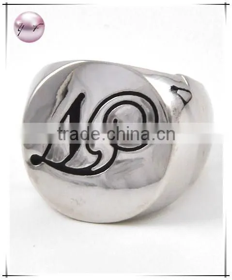 Rhodiumized Metal Black Epoxy letter Stretch Ring