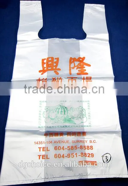 Custom logo design printed biodegradable LDPE t-shirt bag