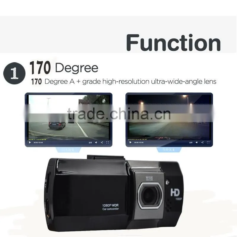 2.7" 170 degree wide lens angle 1080p car dashboard camera