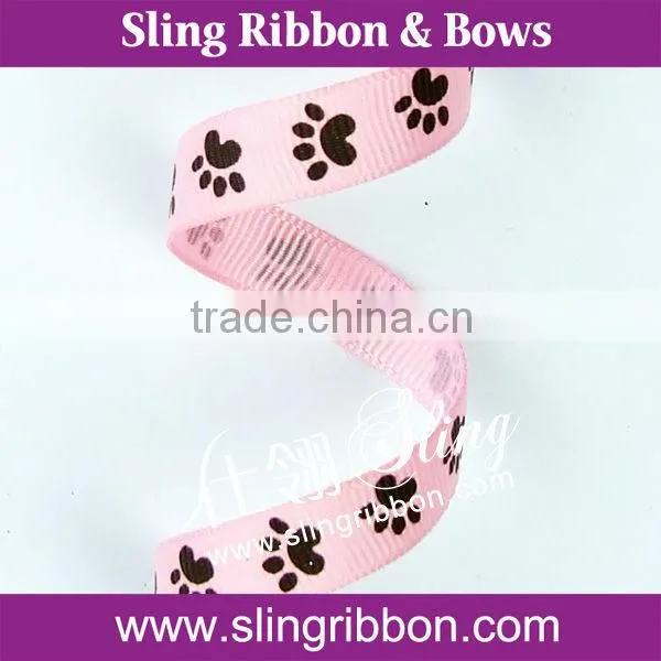 Good Quality Paw Print Grosgrain Ribbon