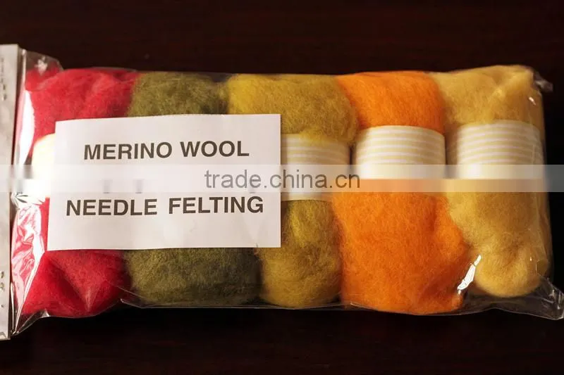 Dyed 100% Merino wool roving for wet and needle felting