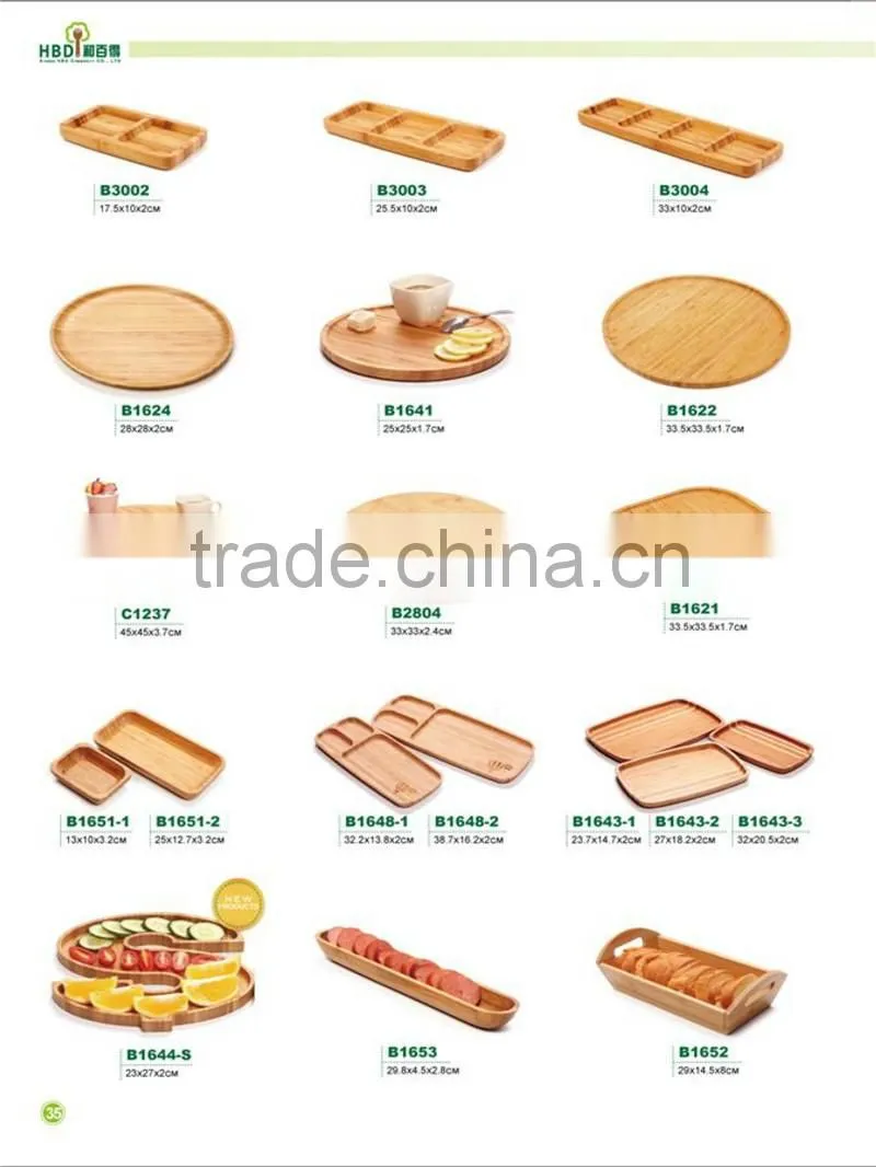 High quality wood food serving plate with handle wholesale