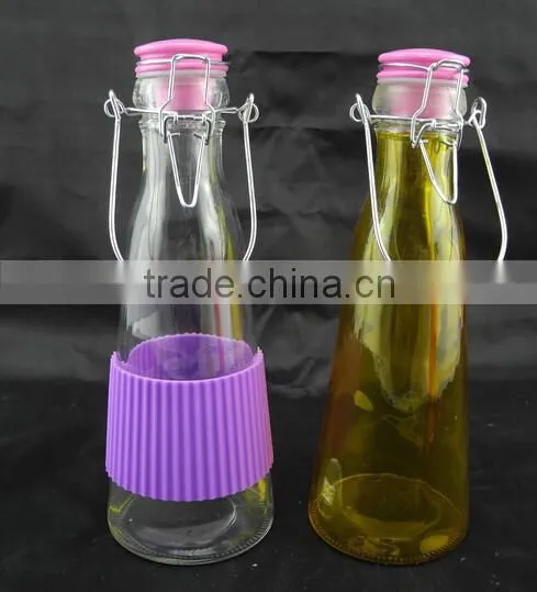 Color decal swing top glass mug for drink milk customize