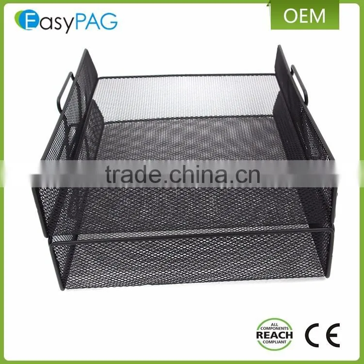 Metal mesh desk office desk organzier magazine rack / holder document tray with becket