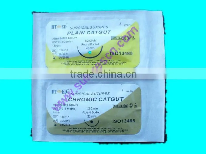 absorbable chromic catgut thread with needle