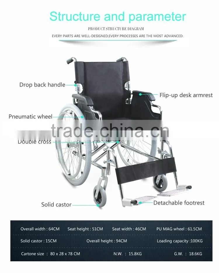 Alibaba China Supplies Topmedi Economics Steel Normal Wheelchair Prices in Egypt