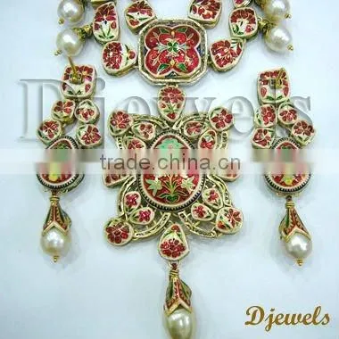 Kundan Polki Necklace Sets, Polki Meena Necklace Sets, Polki Jewelry