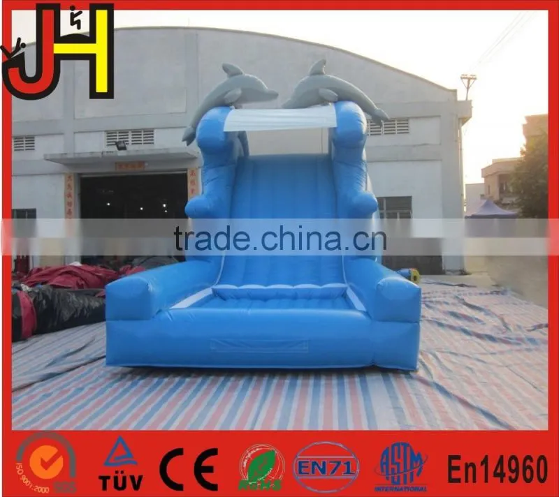Popular 0.55mm PVC inflatable dolphin water slide with CE/ EN14960 certificate