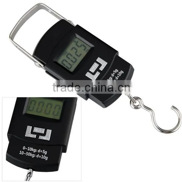 50kg/110lb Digital LCD Hanging Fishing Weighing Scale -Black