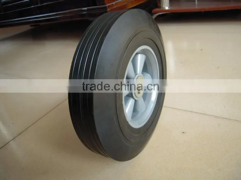 Non-inflatable solid wheel 10''*2.5 Airless rubber wheel with plastic hub Tool cart solid tyre tire 10 inches