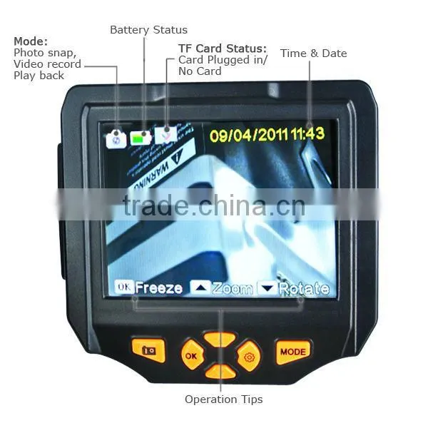 3.5" Detachable LCD Video Inspection Camera Borescope/ Endoscope SnakeScope 8.2mm diameter + 3M Cable + 2GB MicroSD card