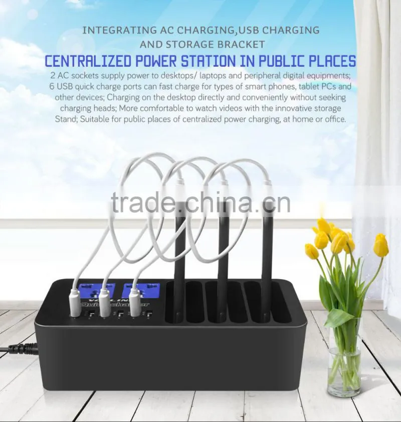 Multi-Functional Smart Digital Power Charger With 6 Ports For IPhone 6s IPad Air Mini Samsung Smartphone Tablet Laptop