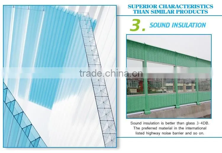 Glittering and translucent multi-wall sheet & PC sheet for warrenty 10years