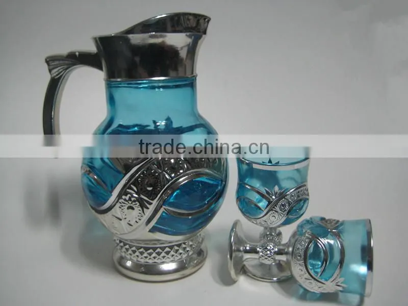 7pcs golden glass set,7pcs of gold plated glassware sets