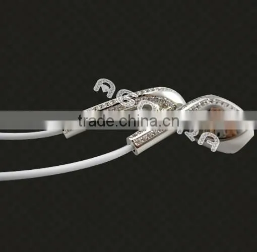 High quality gold earphone with diamond for iphone 6, 24k luxury in-ear earphone,for iphone gold earphone
