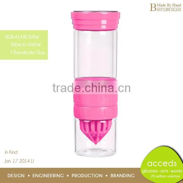 Collapsible Empty Glass Fruit Water Bottle