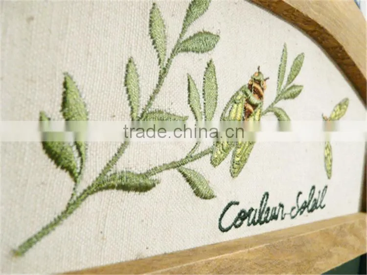 wholesale in stock chalkboard blackboard with three hooks hotel decor message board writing board wooden frame with embroidery