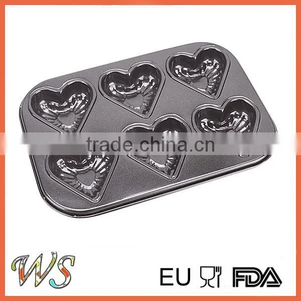 6 Cups Non-stick Carbon Steel Cupcake Cups