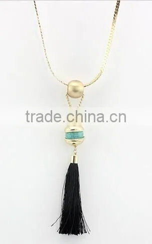 natural semi precious gemstone necklace,tassel necklace with turquois bead